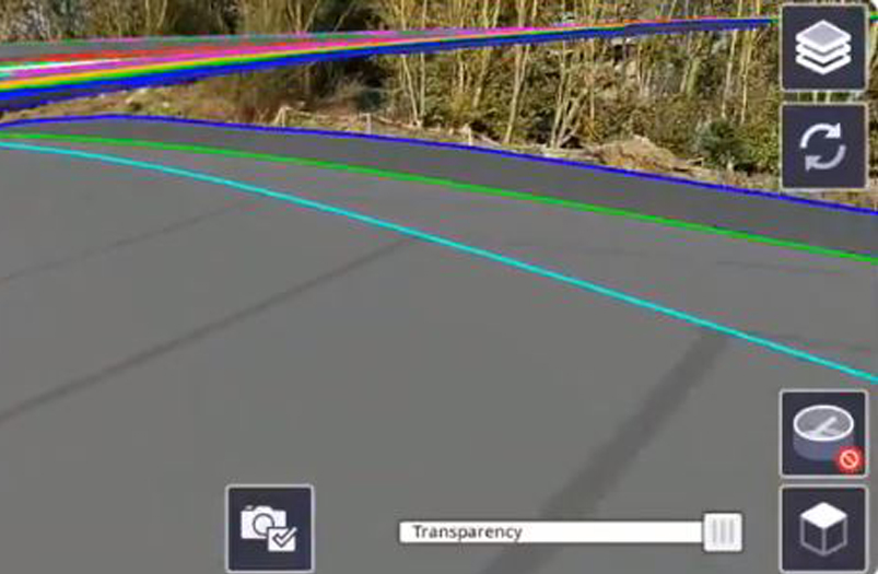Augmented reality screen of highway construction